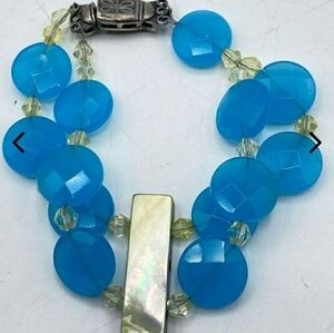 Blue and Yellow Beaded Bracelet